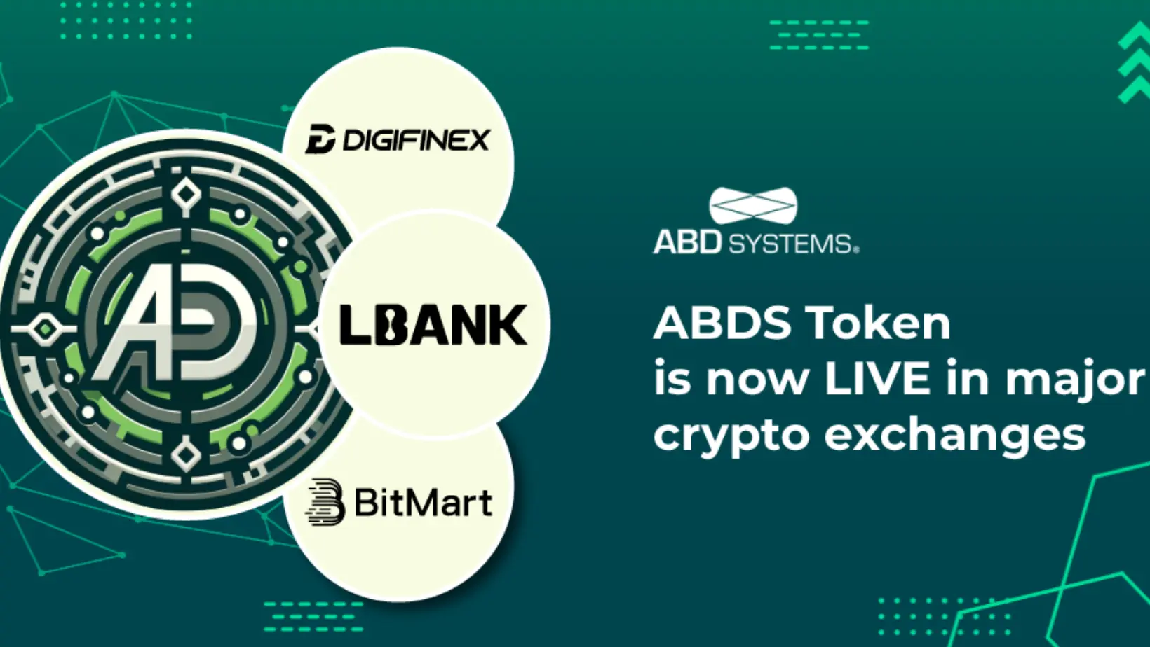 ABDS Token Now Live for Trading on 3 Major Crypto Exchanges